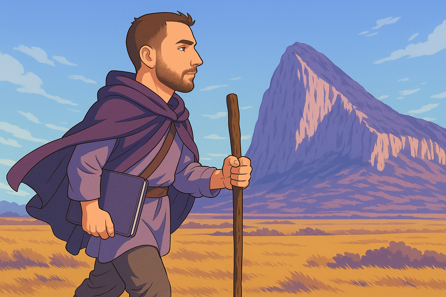 Nomada Labs - Desert traveler with staff